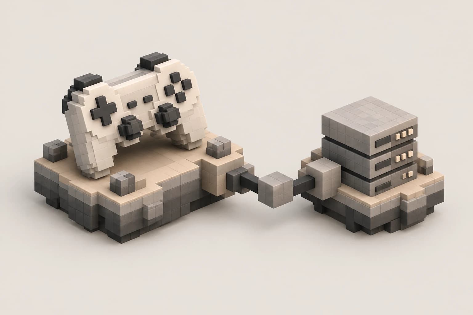 Voxel concept of a game controller on connected platforms